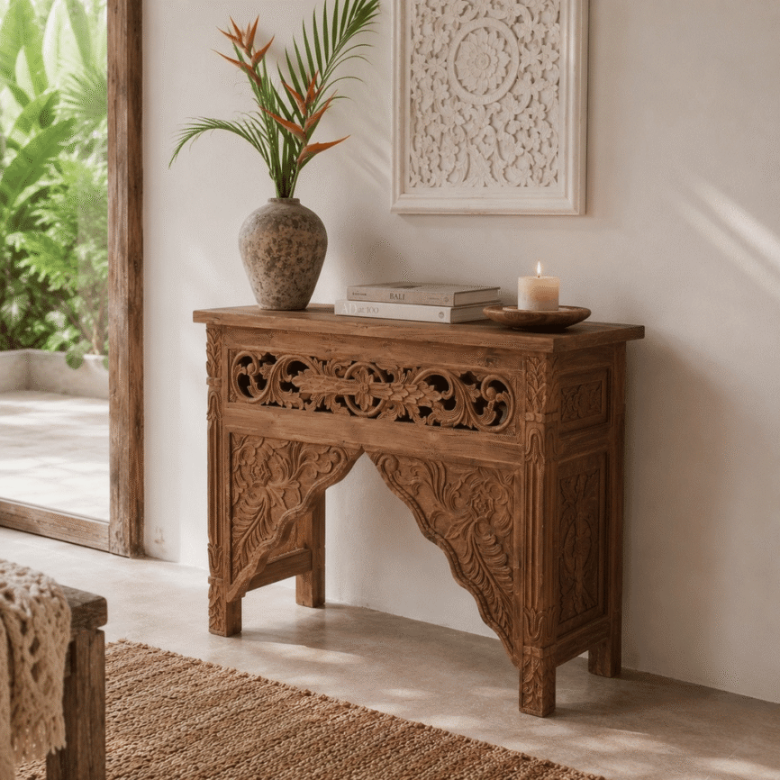 Carved Teak Console